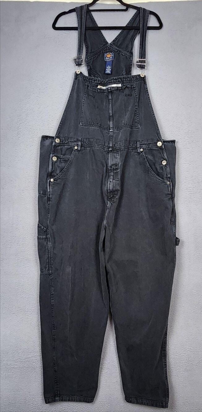 Route 66 Overalls Womens 22 Gray Denim Relaxed Fit Workwear Carpenter Pockets
